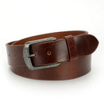 GIL Casual Men's Full-Grain Leather Belt with Antique Buckle | Waxy Marble