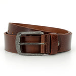 GIL Casual Men's Full-Grain Leather Belt with Antique Buckle | Waxy Marble
