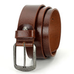 GIL Casual Men's Full-Grain Leather Belt with Antique Buckle | Waxy Marble