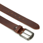 GIL Casual Men's Full-Grain Leather Belt with Antique Buckle | Waxy Marble