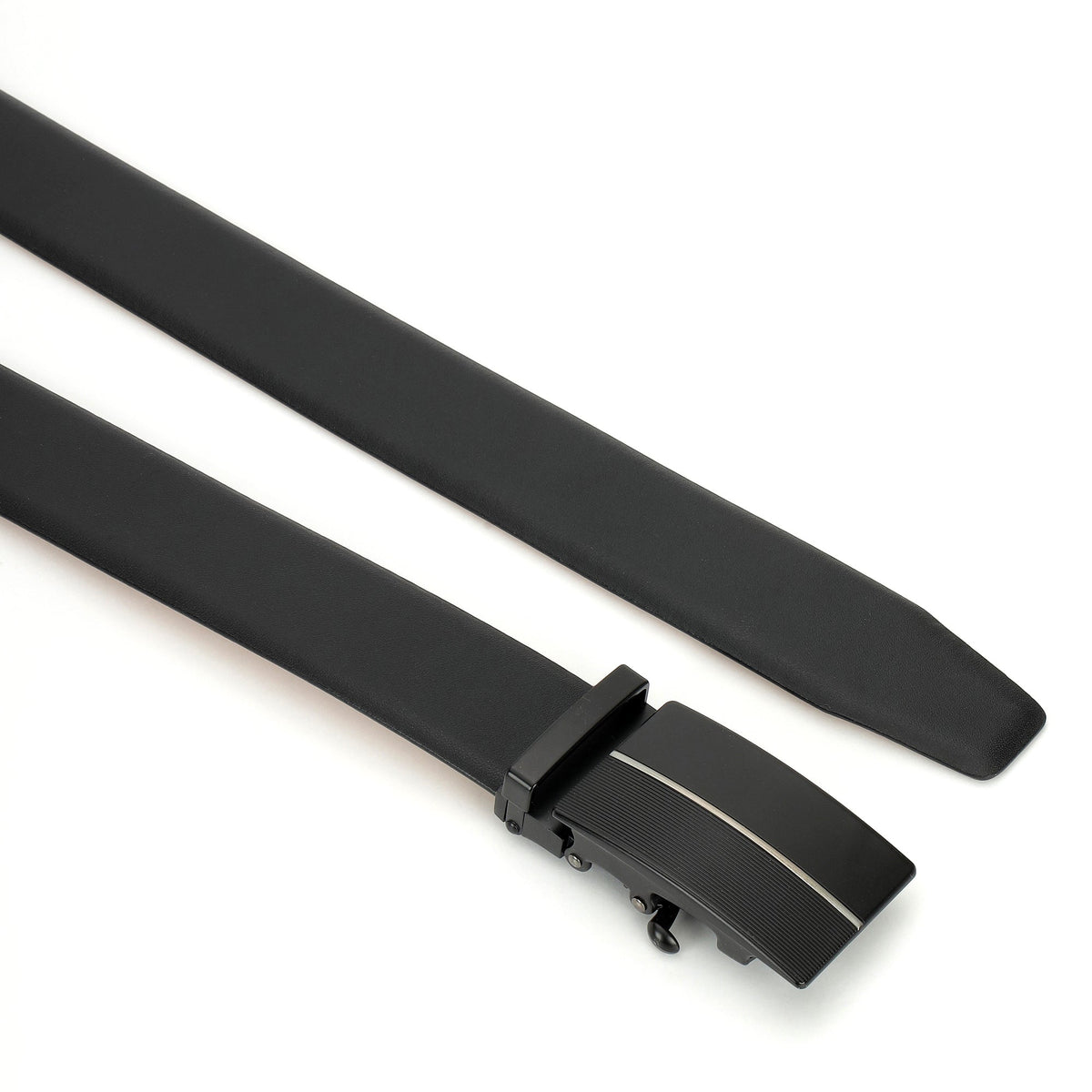 GIL men's black leather belt with silver buckle