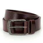 GIL Casual Men's Full-Grain Leather Belt with Antique Buckle | Waxy Marble
