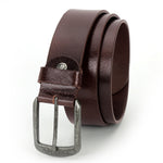 GIL Casual Men's Full-Grain Leather Belt with Antique Buckle | Waxy Marble