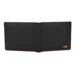 GIL Men's Bifold Leather Wallet with RFID | Black Full-Grain Leather | Red Stitching
