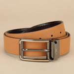 Tan Leather Belt, Wallet & Keychain Combo