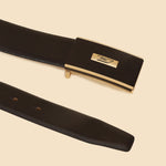 Signature Brown Leather Belt, Wallet & Keychain Combo