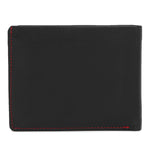GIL Men's Bifold Leather Wallet with RFID | Black Full-Grain Leather | Red Stitching