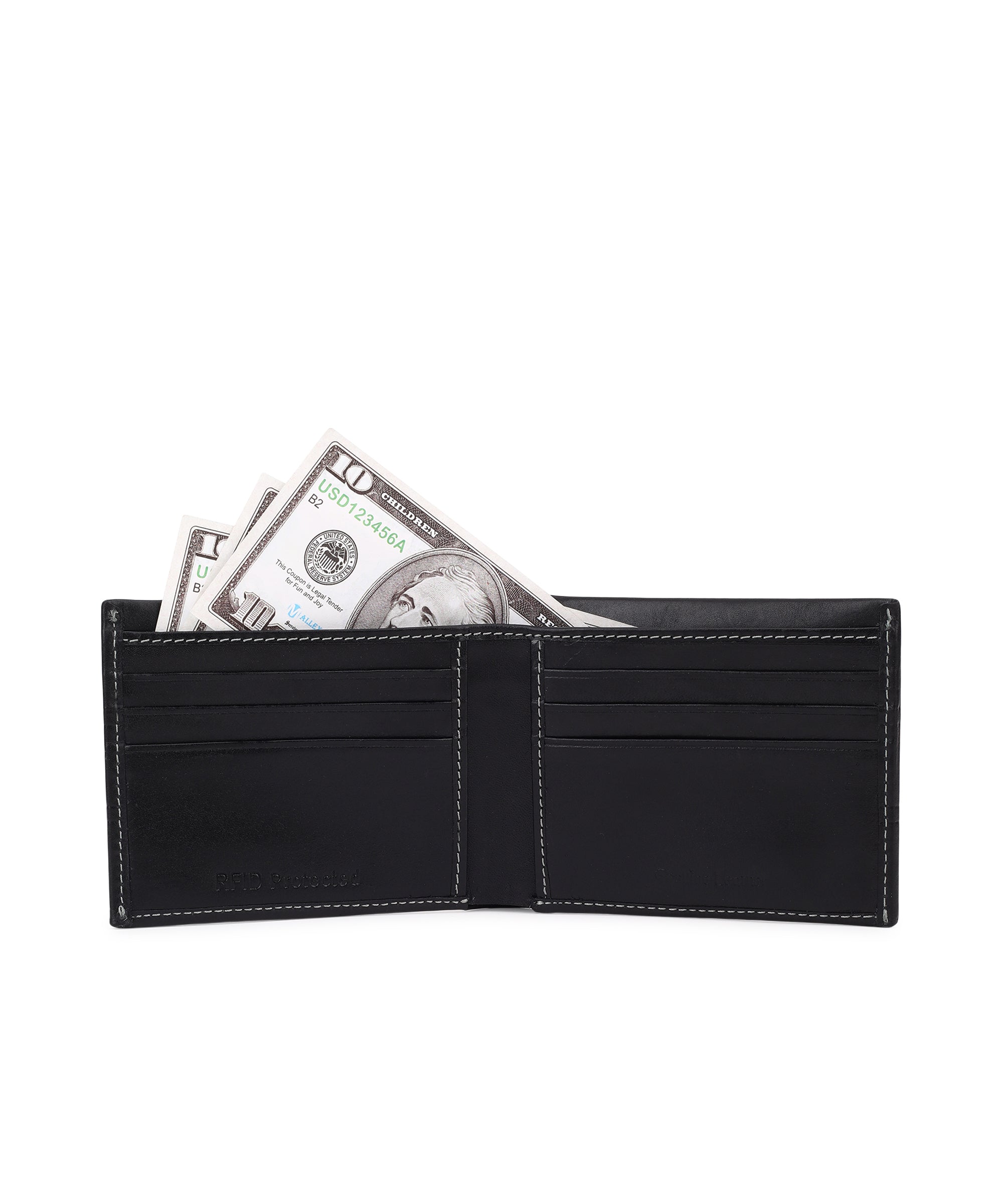 GIL Men's Bifold Leather Wallet with RFID | Embossed Full-Grain Leather