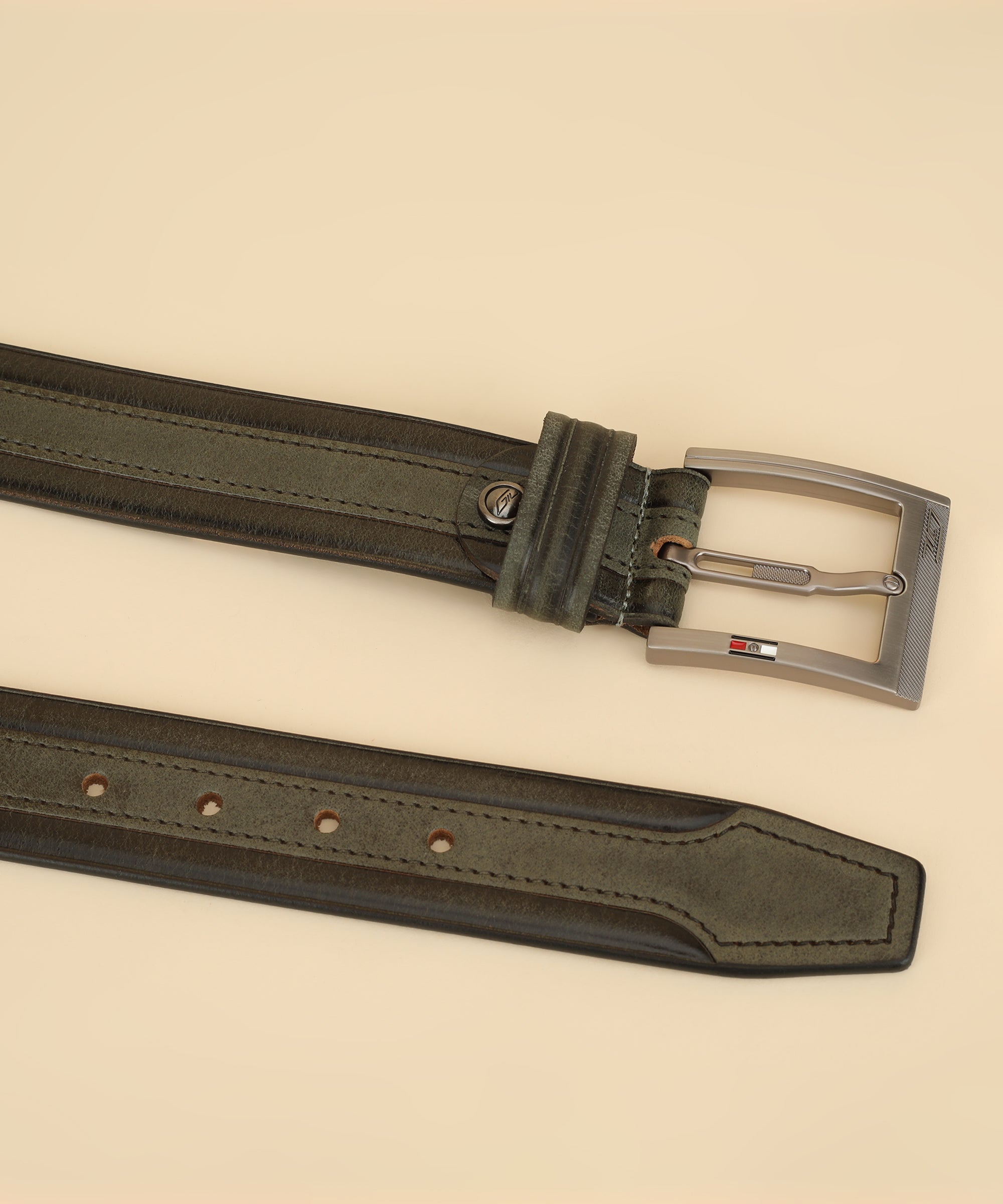 Casual Men&#39;s Leather Belt - G-1270 Olive