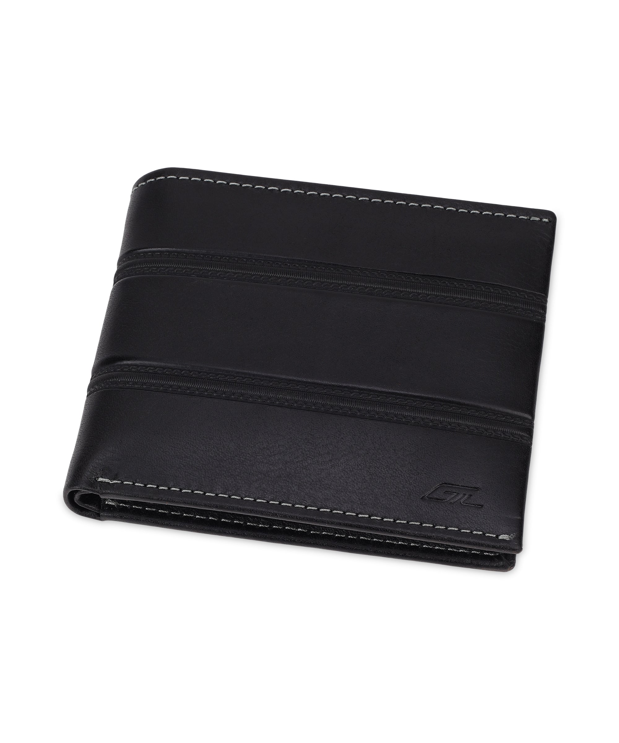 GIL Men's Bifold Leather Wallet with RFID | Embossed Full-Grain Leather