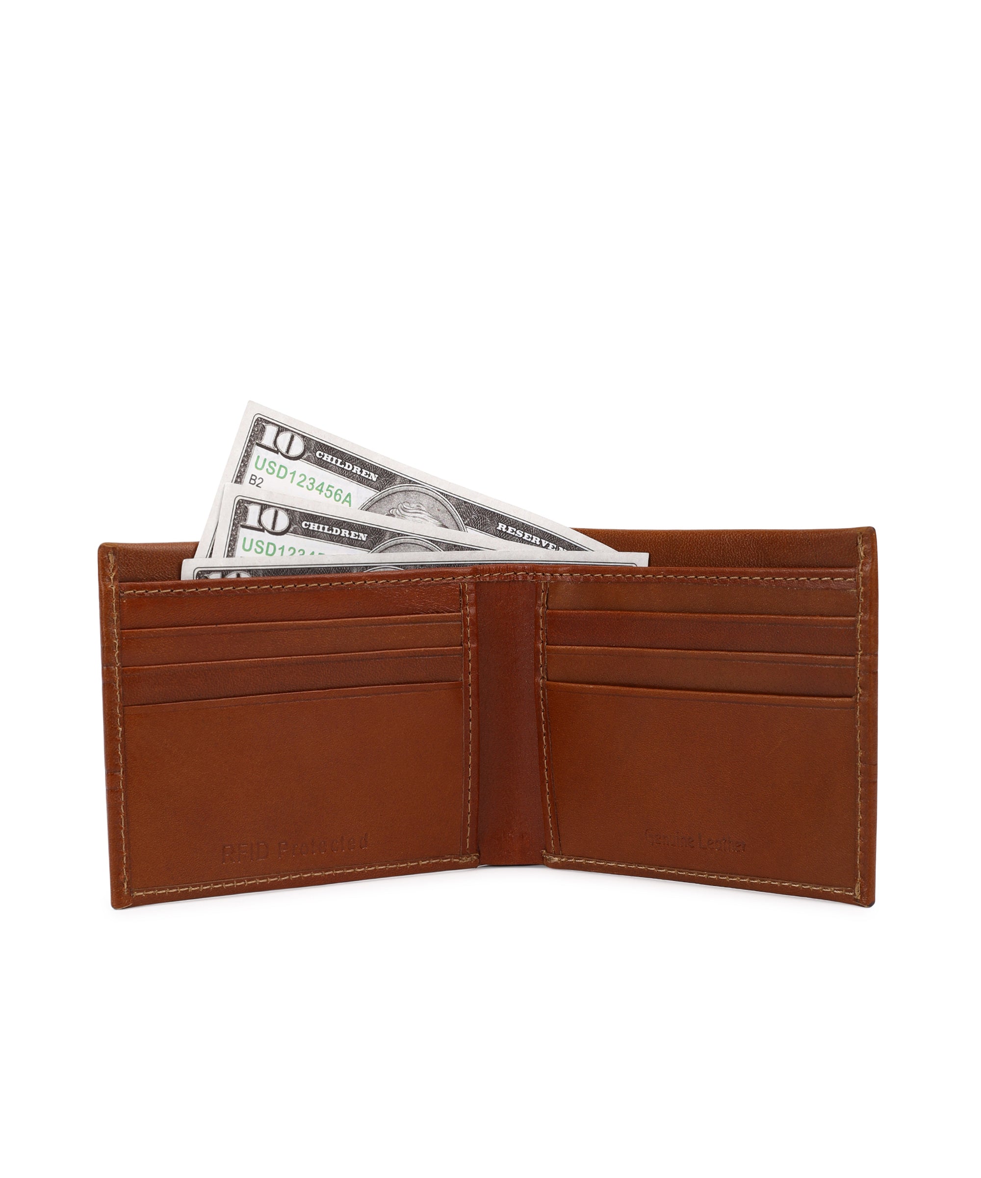 GIL Men's Bifold Leather Wallet with RFID | Embossed Full-Grain Leather