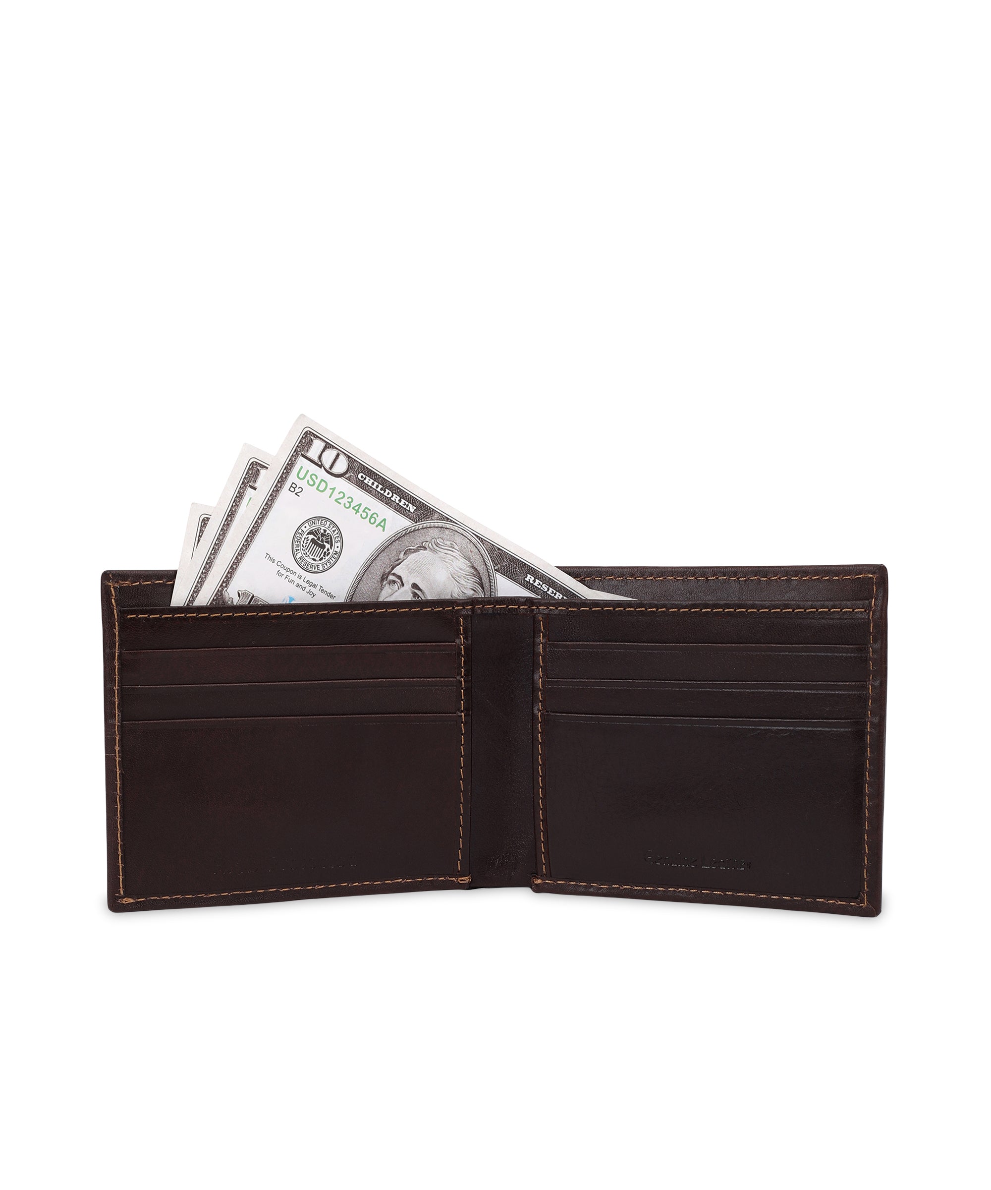 GIL Men's Bifold Leather Wallet with RFID | Embossed Full-Grain Leather