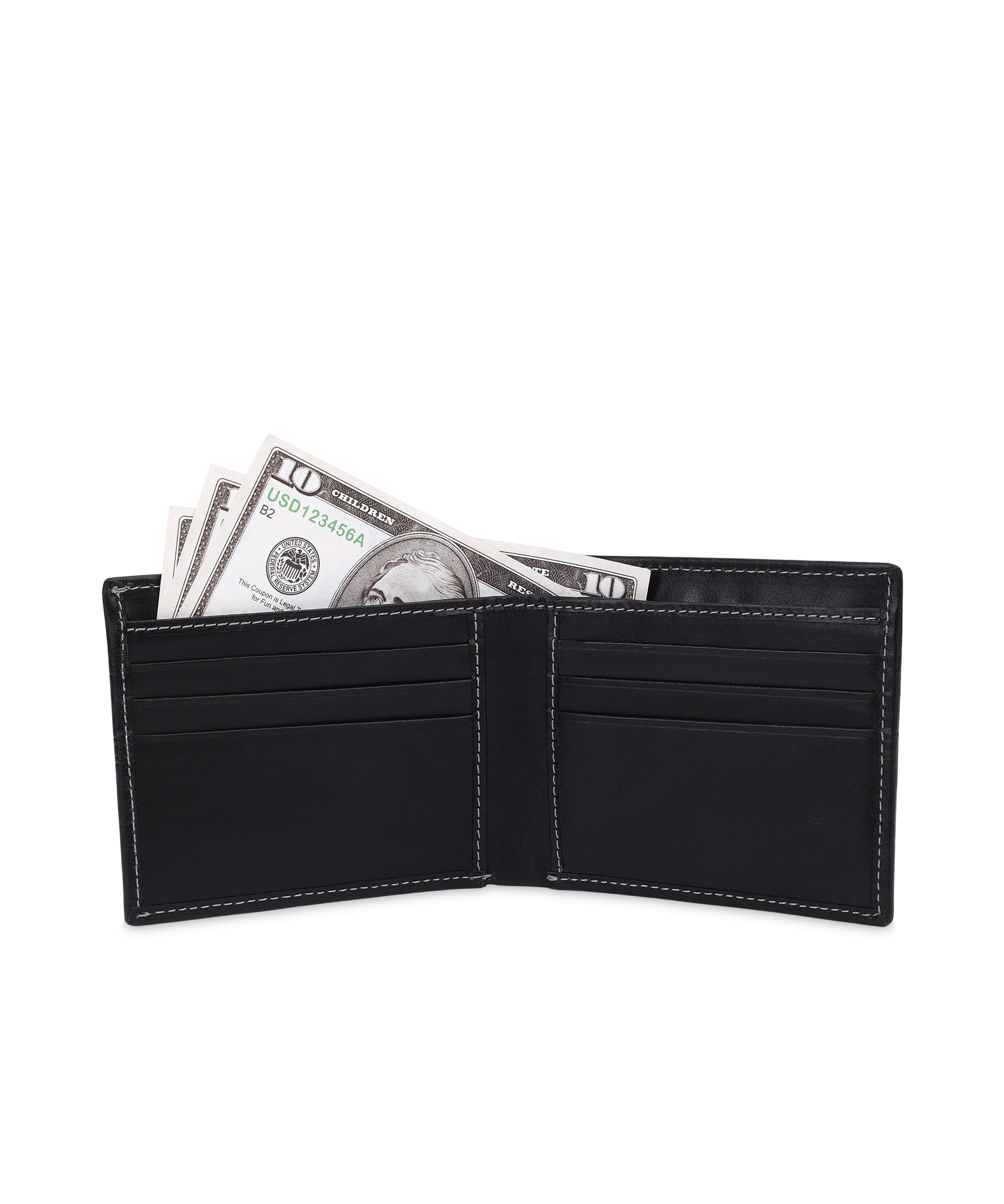 GIL Men's Bifold Leather Wallet with RFID | Embossed Full-Grain Leather