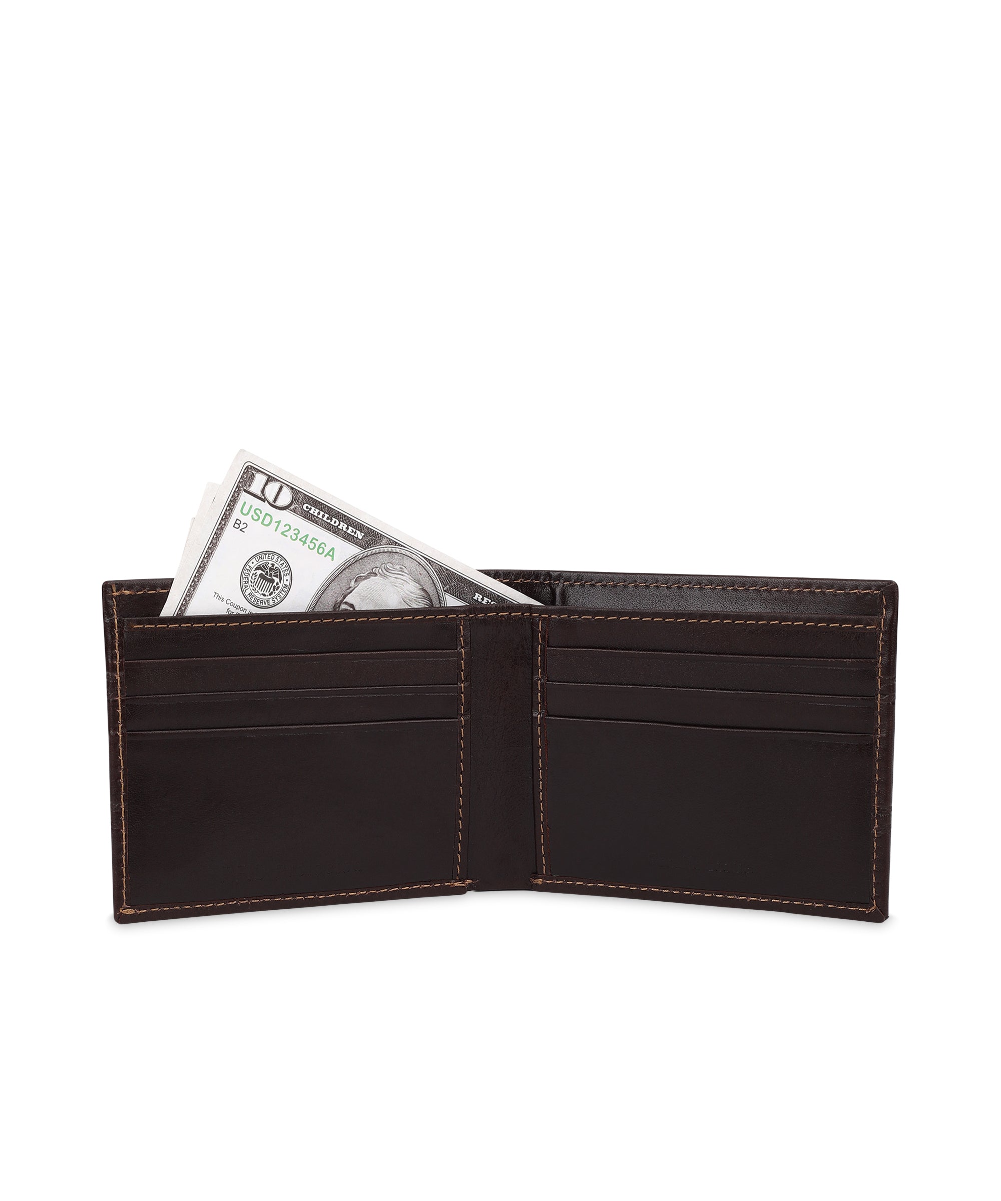 GIL Men's Bifold Leather Wallet with RFID | Embossed Full-Grain Leather