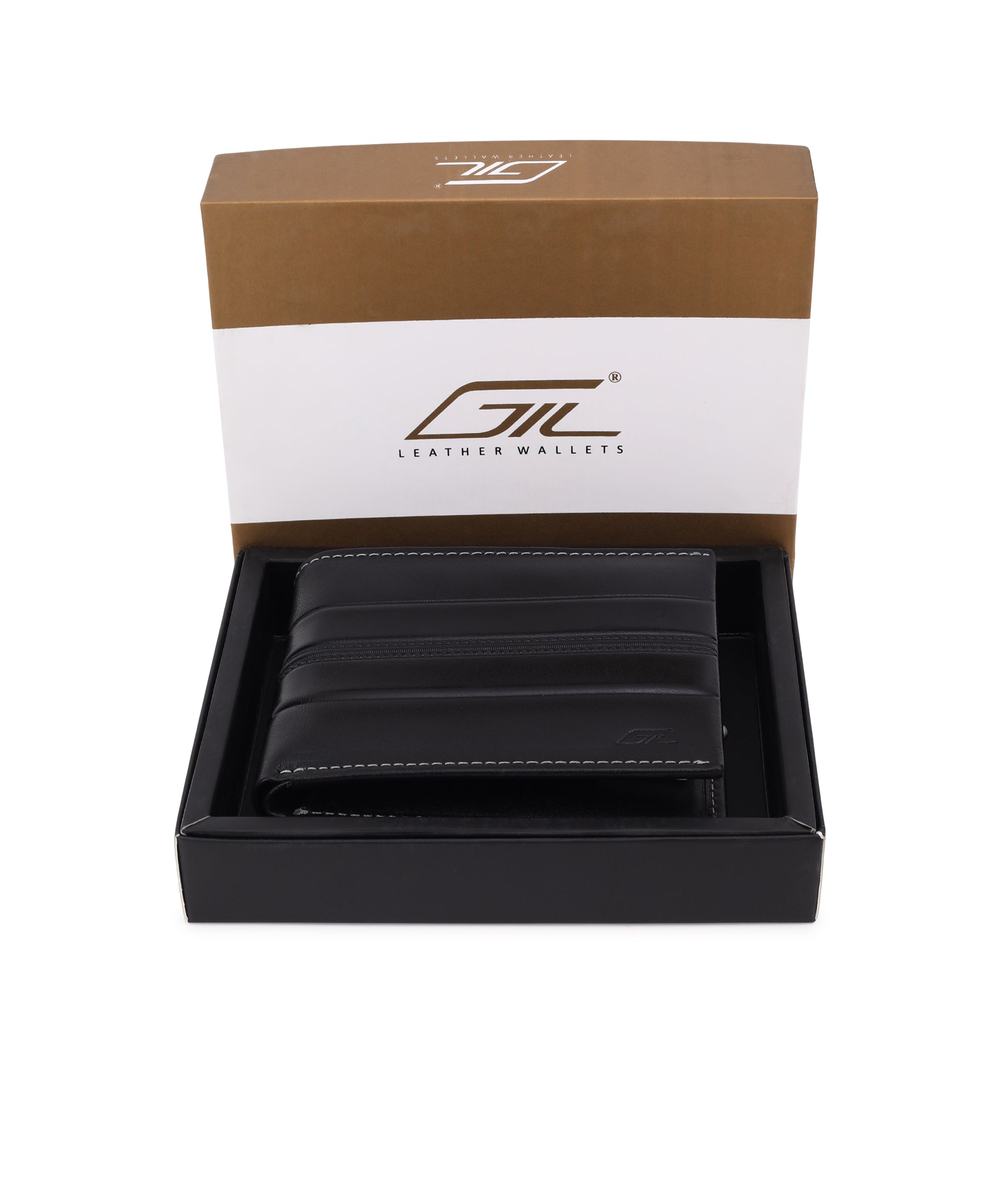GIL Men's Bifold Leather Wallet with RFID | Embossed Full-Grain Leather