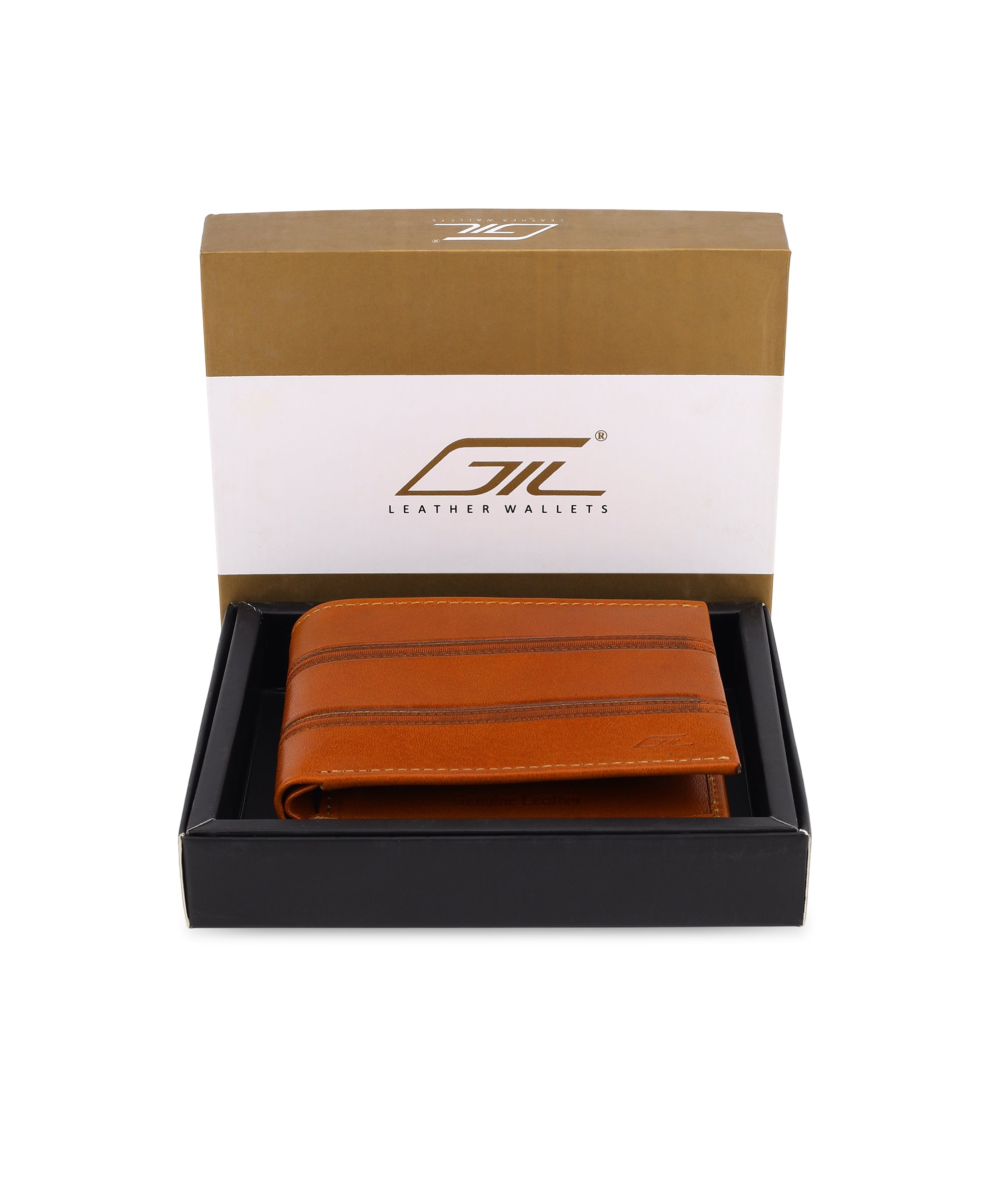 GIL Men's Bifold Leather Wallet with RFID | Embossed Full-Grain Leather
