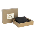 GIL Men's Bifold Leather Wallet with RFID | Black Full-Grain Leather | Red Stitching