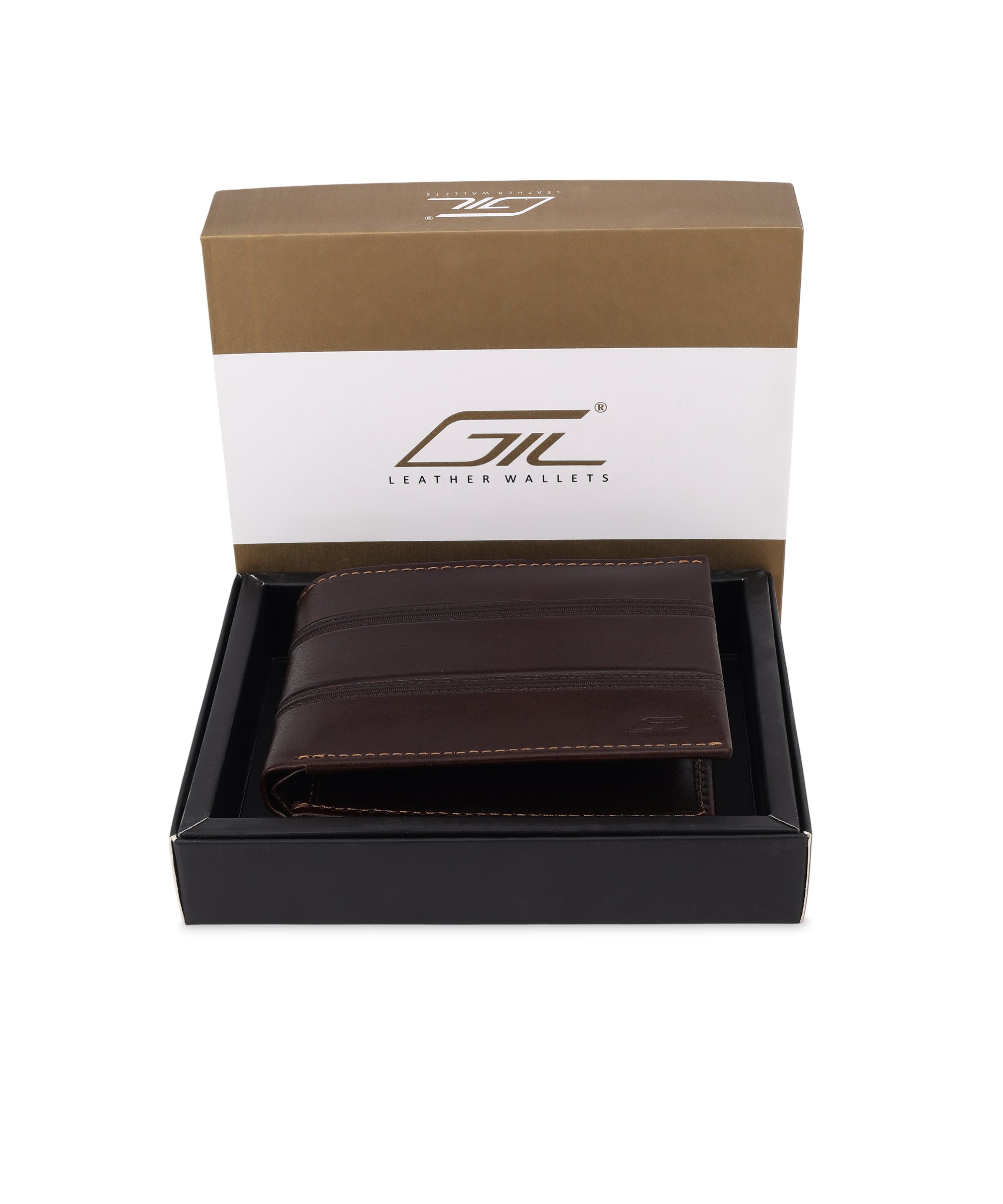 GIL Men's Bifold Leather Wallet with RFID | Embossed Full-Grain Leather