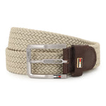 GIL Luxury Stretch Men's Belt - Off-white woven stretch belt flat view