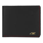 GIL Men's Bifold Leather Wallet with RFID | Black Full-Grain Leather | Red Stitching