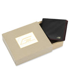 GIL Men's Bifold Leather Wallet with RFID | Black Full-Grain Leather | Red Stitching