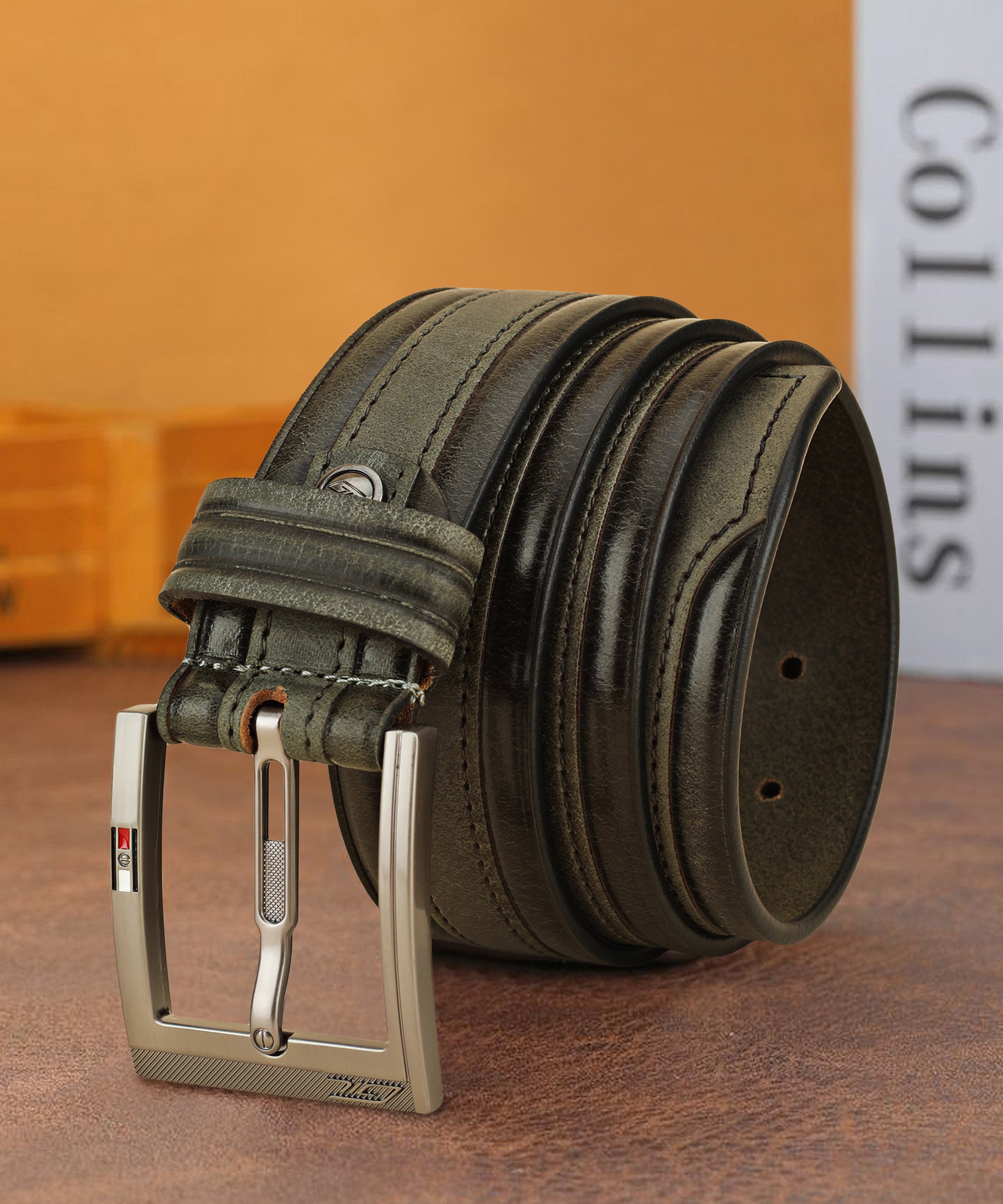 Casual Men&#39;s Leather Belt - G-1270 Olive