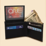 GIL Men's Black Leather Wallet | Photo-id & Over flap | FVOF-03