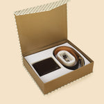 Signature Brown Leather Belt, Wallet & Keychain Combo