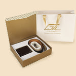 Signature Brown Leather Belt, Wallet & Keychain Combo