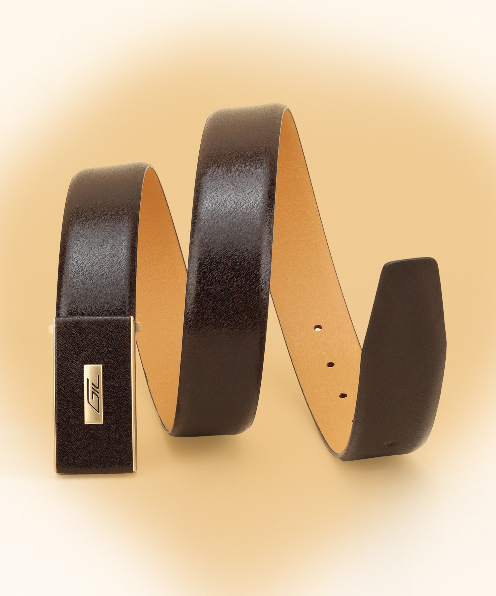 Tan Leather Belt, Wallet & Keychain Combo